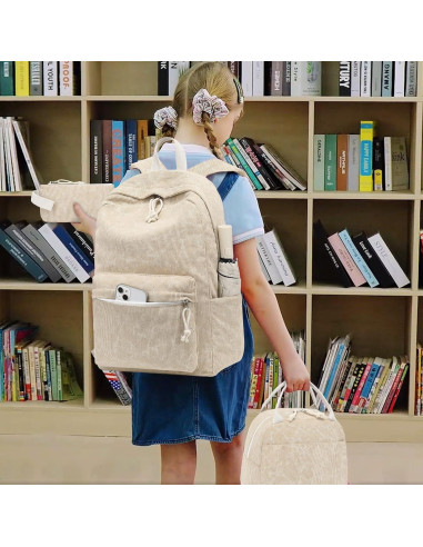 Mochila Escolar LEDAOU para Niñas 3 en 1 con Almuerzo