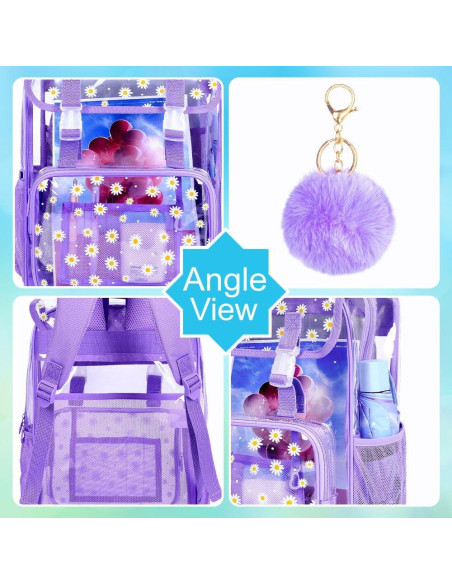 Mochila Transparente FTJCF 3 Piezas 20L Margarita Púrpura Mochila Transparente FTJCF 3 Piezas 20L Margarita Púrpura