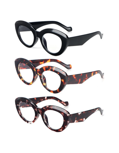 Gafas de Lectura MMOWW Ojo de Gato 3 Pares Bloqueo Luz Azul