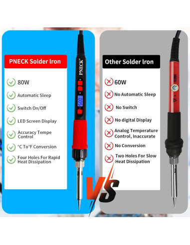 Kit de Soldador PNECK 909DR 80W Pantalla LCD Temperatura 180-500C