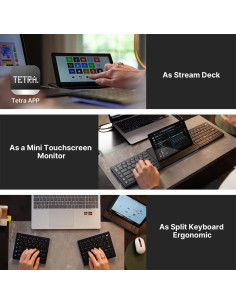 Teclado Ergonómico Tetra + Monitor 8" + Teclas Macro 2