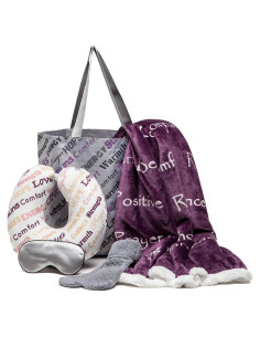 Chanasya Set de Regalo 5 Piezas Manta Almohada Bolsa Calcetines