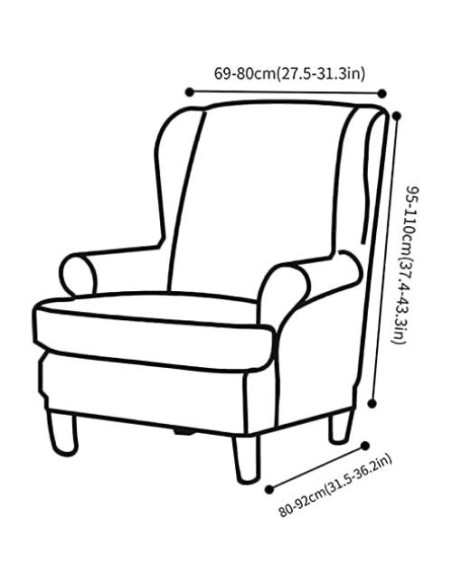 Funda de Sillón con Alas MIFXIN 2 Piezas Terciopelo Gris Funda de Sillón con Alas MIFXIN 2 Piezas Terciopelo Gris