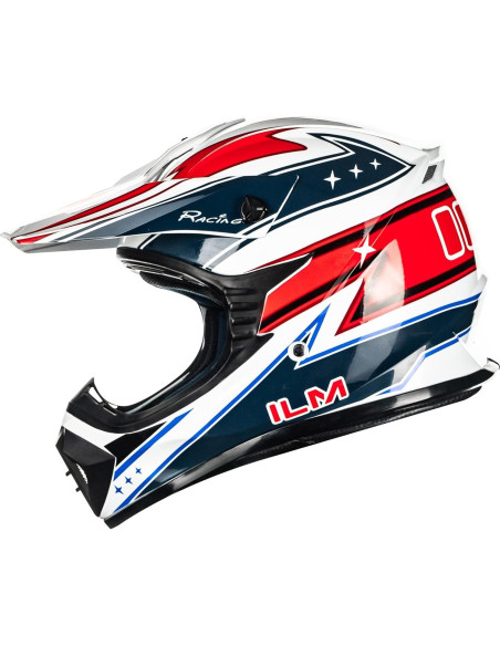 Casco de Motocross ILM 128S Adulto-Mediano Rojo Azul Casco de Motocross ILM 128S Adulto-Mediano Rojo Azul