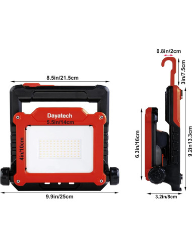 Luz de Trabajo LED Inalámbrica 20W 3000LM DAYATECH Plegable