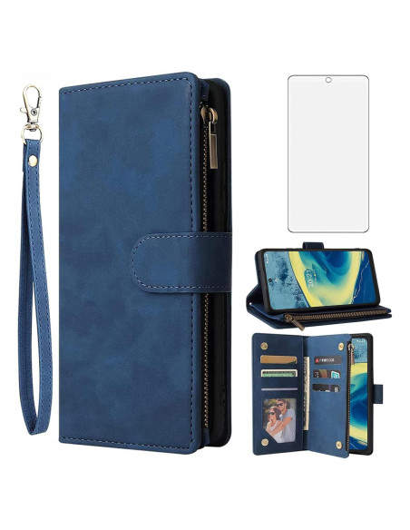 Funda de Cartera Asuwish para Nokia XR20 5G Azul con Protector Funda de Cartera Asuwish para Nokia XR20 5G Azul con Protector