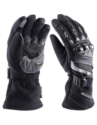 Guantes de Motocicleta Masontex M37-Negro Táctiles Impermeables