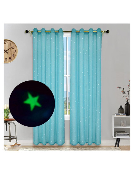 Cortinas Transparentes Eimilaly 2 Paneles 213 cm Azul Estrellas Cortinas Transparentes Eimilaly 2 Paneles 213 cm Azul Estrellas