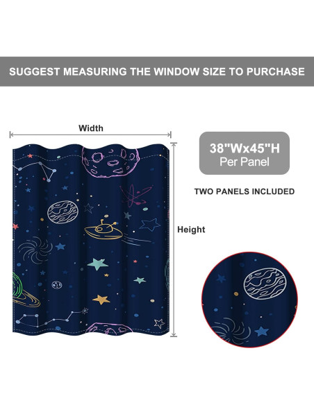Cortina Blackout Infantil Baocicco 2 Paneles Espacio 96x114 cm Cortina Blackout Infantil Baocicco 2 Paneles Espacio 96x114 cm