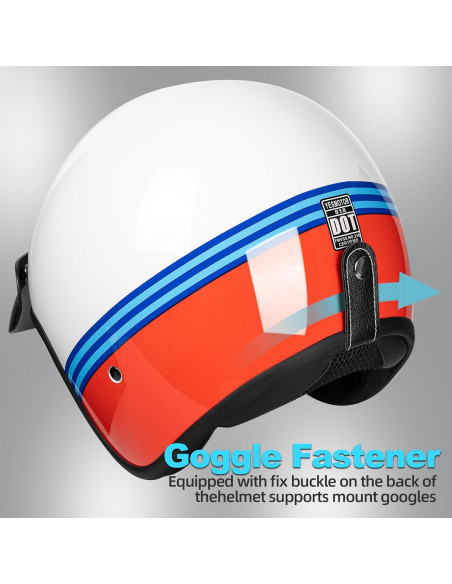 Casco Retro Abierto 3/4 Yesmotor 818 Blanco-Rojo 1.58 kg Casco Retro Abierto 3/4 Yesmotor 818 Blanco-Rojo 1.58 kg