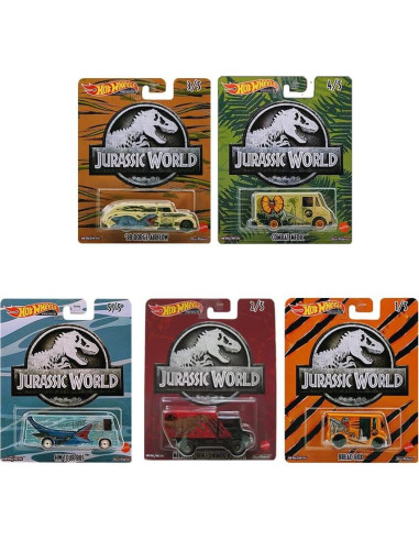 Hot Wheels Mundo Jurásico 2022 Conjunto 5 Autos Diecast