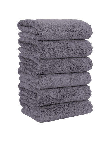 Toallas de Mano MOONQUEEN 6 Pzas Microfibra Coral 40x71 cm Gris