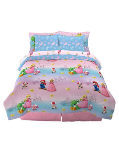 Juego de Cama Franco Super Mario 7 Piezas Queen Microfibra