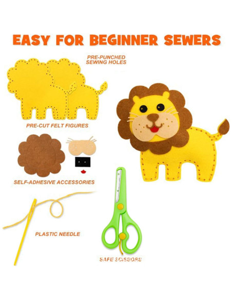 Kit de Costura de Animales de Fieltro ONEST para Niños Kit de Costura de Animales de Fieltro ONEST para Niños