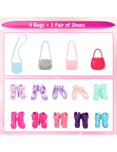 Conjunto Ropa Muñeca Miunana 17 Pcs 29.21 cm Verano Invierno