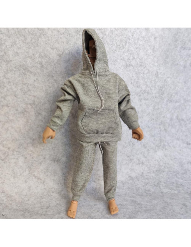 Conjunto Sudadera y Pantalones para Muñeco 1/6 Gris