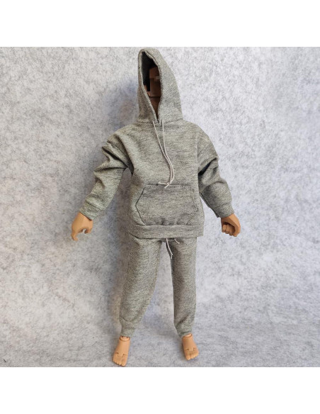 Conjunto Sudadera y Pantalones para Muñeco 1/6 Gris Conjunto Sudadera y Pantalones para Muñeco 1/6 Gris