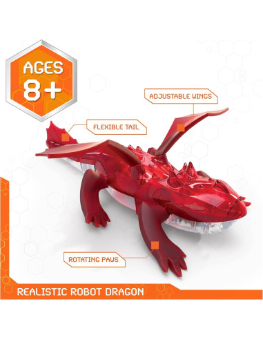 Dragón Robótico Control Remoto HEX BOTS Rojo 25x6cm