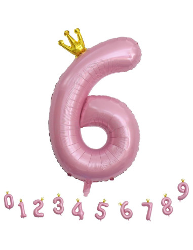 Globo de Número 6 Rosa Claro 101,6 cm para Fiestas