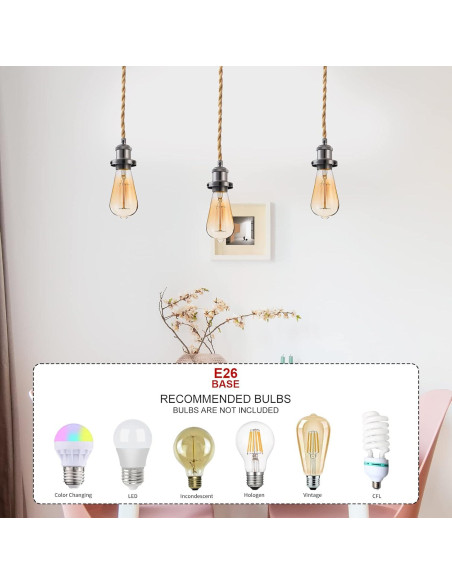 Kit de Luz Colgante Vintage Industrial GNOLAK 4.7m E26 Kit de Luz Colgante Vintage Industrial GNOLAK 4.7m E26