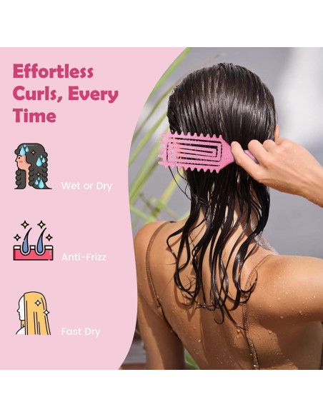 Cepillo Definidor de Rizos ABOYOY Rosa para Todo Tipo de Cabello Cepillo Definidor de Rizos ABOYOY Rosa para Todo Tipo de Cabello