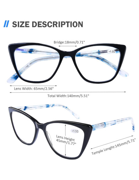 Gafas de Lectura AQWANO Ojo de Gato 1.5x Anti Luz Azul Gafas de Lectura AQWANO Ojo de Gato 1.5x Anti Luz Azul
