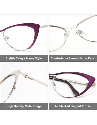 Gafas de luz azul Zeelool VFM0176 estilo gato para mujer