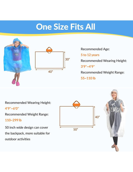 Ponchos Desechables Impermeables para Lluvia - Paquete Familiar 6 Unidades Ponchos Desechables Impermeables para Lluvia - Paquete Familiar 6 Unidades
