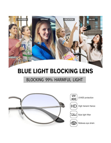 Gafas Pro Acme Redondas Metal Lente Bloqueo Luz Azul 53mm