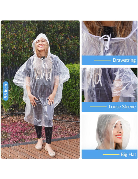 Ponchos Desechables Impermeables para Lluvia - Paquete Familiar 6 Unidades Ponchos Desechables Impermeables para Lluvia - Paquete Familiar 6 Unidades