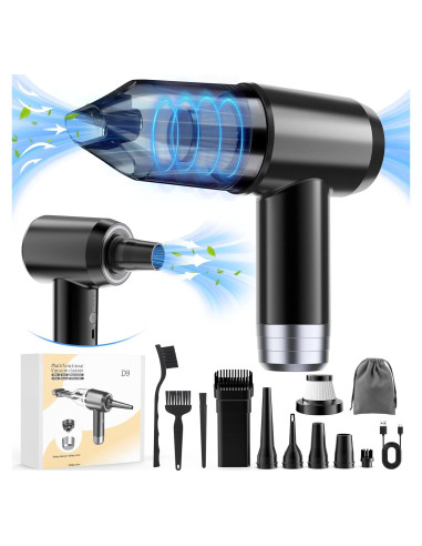 Aspiradora Portátil Inalámbrica Ehoyal 12000Pa 6 en 1 Negra