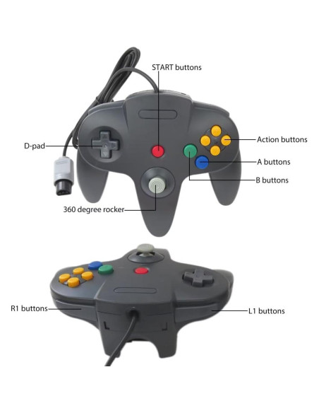 Paquete de 2 Controladores Joystick Loner para Nintendo 64 Paquete de 2 Controladores Joystick Loner para Nintendo 64