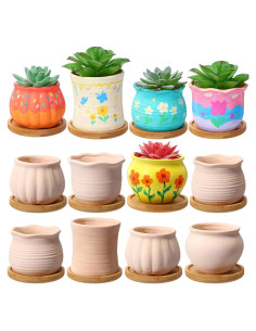 Maxdot 12 Macetas Cerámicas DIY 8x7 cm para Pintar