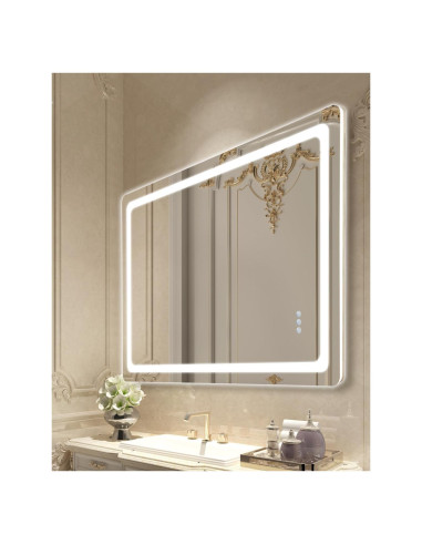 Espejo de Baño LED VEVOR 81.3x121.9cm Anti-vaho 3 Temperaturas
