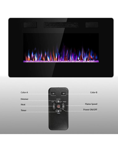 Chimenea Eléctrica 30" Antarctic Star Montada en Pared con Llama LED