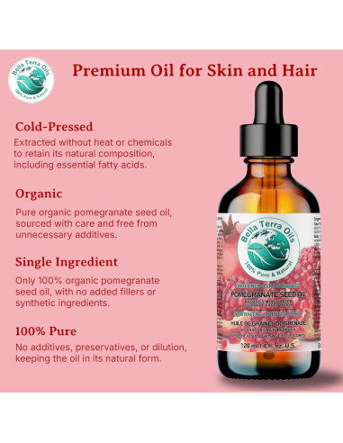 Aceite de Semilla de Granada Orgánico Bella Terra 240 ml - Hidratante
