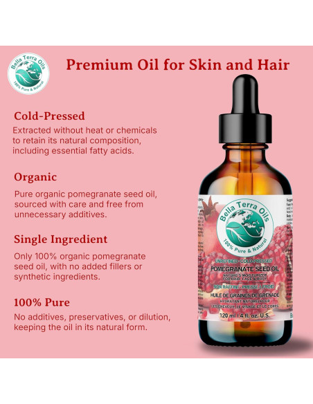 Aceite de Semilla de Granada Orgánico Bella Terra 240 ml - Hidratante Aceite de Semilla de Granada Orgánico Bella Terra 240 ml - Hidratante