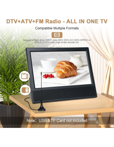 Televisor Portátil Docooler 14" Digital ATSC con Batería 8800mAh Televisor Portátil Docooler 14" Digital ATSC con Batería 8800mAh