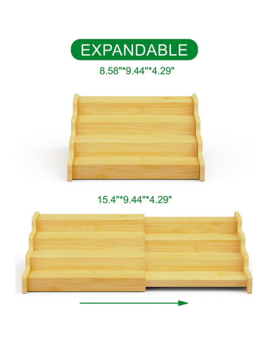 Organizador de Especias VOPOG 4 Niveles Bambú Expandible
