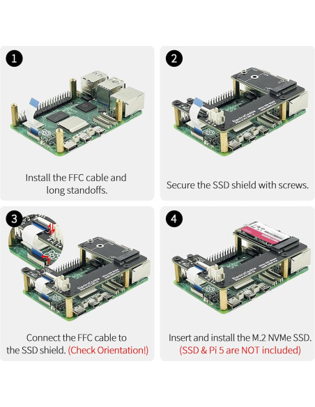 ElectroCookie HAT M.2 NVMe SSD para Raspberry Pi 5 - Soporta 2230 y 2242 ElectroCookie HAT M.2 NVMe SSD para Raspberry Pi 5 - Soporta 2230 y 2242
