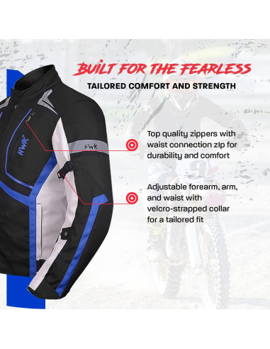 Chaqueta de Motocicleta HWK Scorpion Azul Pequeña Cordura