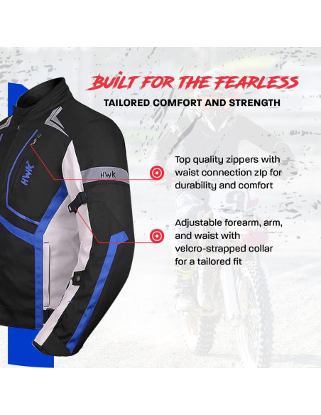 Chaqueta de Motocicleta HWK Scorpion Azul Pequeña Cordura Chaqueta de Motocicleta HWK Scorpion Azul Pequeña Cordura