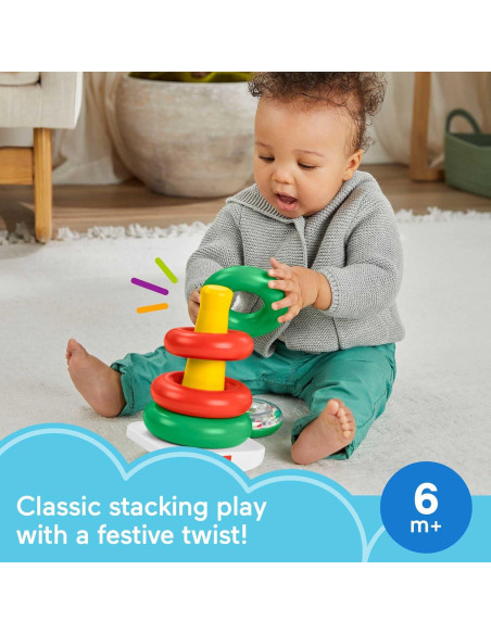 Juguete de apilamiento Fisher-Price Rock-a-Stack navideño Juguete de apilamiento Fisher-Price Rock-a-Stack navideño
