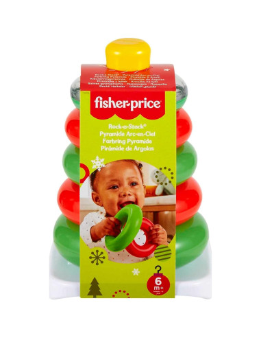 Juguete de apilamiento Fisher-Price Rock-a-Stack navideño