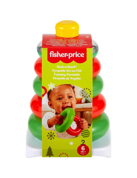 Juguete de apilamiento Fisher-Price Rock-a-Stack navideño Juguete de apilamiento Fisher-Price Rock-a-Stack navideño