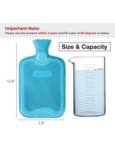 Botella de Agua Caliente HomeTop 2L con Funda de Mono Azul