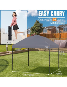 Carpa Pop Up Tappio 3.05m x 3.05m Impermeable para Eventos 2