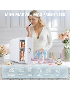 Mini Refrigerador EUHOMY 4L Blanco Portátil para Comida y Bebidas 2