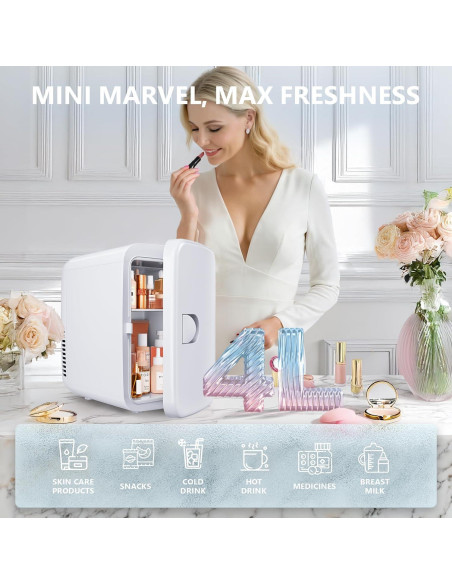Mini Refrigerador EUHOMY 4L Blanco Portátil para Comida y Bebidas Mini Refrigerador EUHOMY 4L Blanco Portátil para Comida y Bebidas