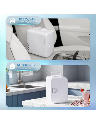 Mini Refrigerador EUHOMY 4L Blanco Portátil para Comida y Bebidas